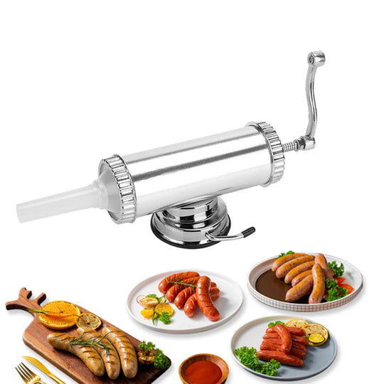 Aparat pentru umplut carnati si Lebar, din aluminiu, orizontal, 2.5 kg Cu Ventuza + Clema De Masa, 3 Palnii 15/19/22 mm, Manual