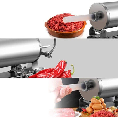 Aparat pentru umplut carnati si Lebar, din aluminiu, orizontal, 2.5 kg Cu Ventuza + Clema De Masa, 3 Palnii 15/19/22 mm, Manual