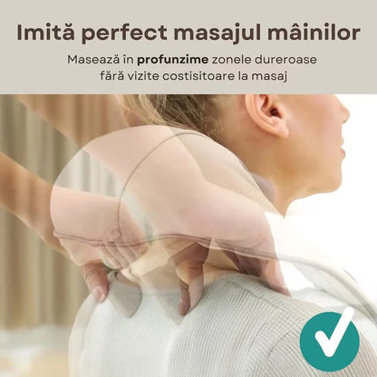 Aparat Profesional de Masaj Cervical pentru Gat, Umeri, Spate și Picioare cu Role Shiatsu 4D, Funcție de Încălzire Infraroșu, 3 Trepte de Intensitate, Masaj Profund pentru Relaxare Musculară