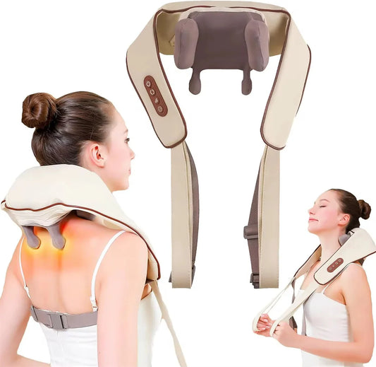 Aparat Profesional de Masaj Cervical pentru Gat, Umeri, Spate și Picioare cu Role Shiatsu 4D, Funcție de Încălzire Infraroșu, 3 Trepte de Intensitate, Masaj Profund pentru Relaxare Musculară