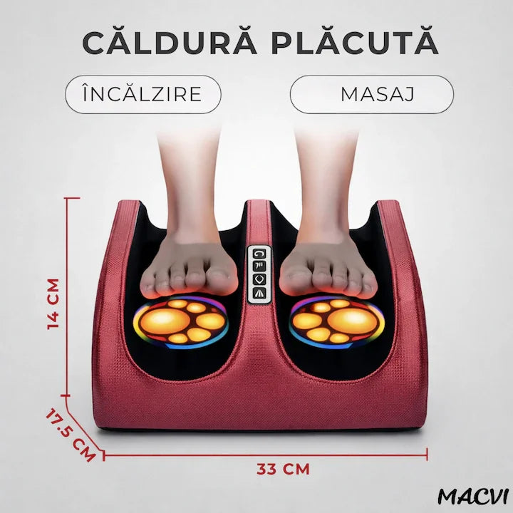 Aparat Profesional de Masaj pentru Picioare și Tălpi cu Role Shiatsu 3D, Compresie cu Aer și Funcție de Încălzire Infraroșu, 3 Trepte de Intensitate, Relaxare Profundă, Stimulează Circulația Sângelui, Reduce Durerile și Oboseala