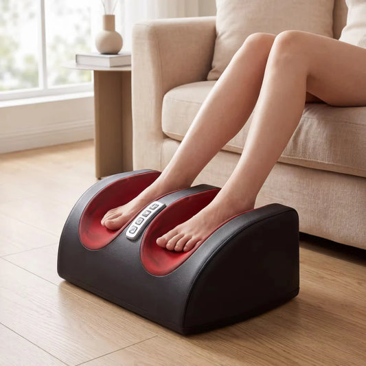 Aparat Profesional de Masaj pentru Picioare și Tălpi cu Role Shiatsu 3D, Compresie cu Aer și Funcție de Încălzire Infraroșu, 3 Trepte de Intensitate, Relaxare Profundă, Stimulează Circulația Sângelui, Reduce Durerile și Oboseala