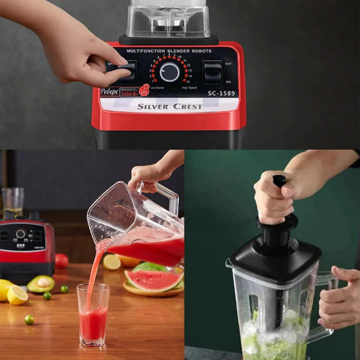Blender Profesional 2L, 2000W, 15 Trepte de Viteză, 2 în 1, Funcție Autocurățare, Mixare Rapidă