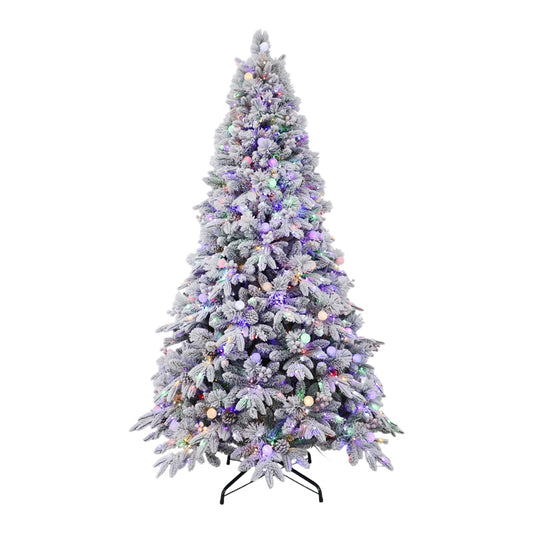 Brad Artificial de Craciun 150cm 3D Molid Royal Premium, Acoperit cu Zapada, 550 Led-uri, Aspect Realist