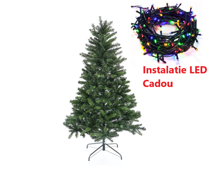 Brad Artificial de Craciun Christmas, 180cm, ramuri dese, 556 ramurele, PVC, suport metalic inclus