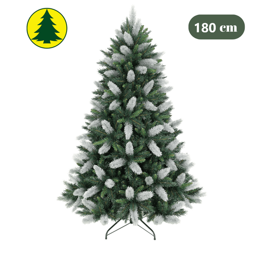 Brad Artificial Varfuri Albe Christmas Lux, PVC, Ramuri Dese, 180 Cm, Suport metal inclus