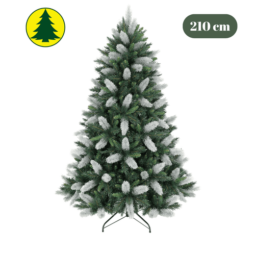 Brad Artificial Varfuri Albe Christmas Lux, PVC, Ramuri Dese, 210 Cm Suport metal inclus