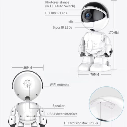 Camera de supraveghere Smart, Robot, Cu Functie Baby Monitor, Si cu Rotire 360 grade, Full HD 1080P