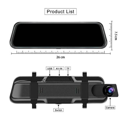 Camera auto DVR dubla tip oglinda 2K, XPD afisaj full, touch screen, ecran 9.66 inch, inregistrare video UHD 2560x1440p, night-vision, suport card 32GB, acumulator incorporat camera marsarier FHD, senzor G, senzor parcare, inregistrare in bucla