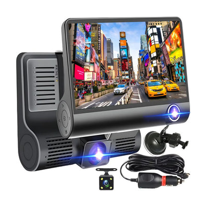 Camera Auto Tripla Fata, Interior, Spate, 4", Full HD, Design Tip Monitor, Negru