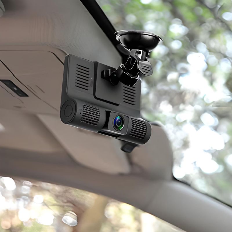 Camera Auto Tripla Fata, Interior, Spate, 4", Full HD, Design Tip Monitor, Negru