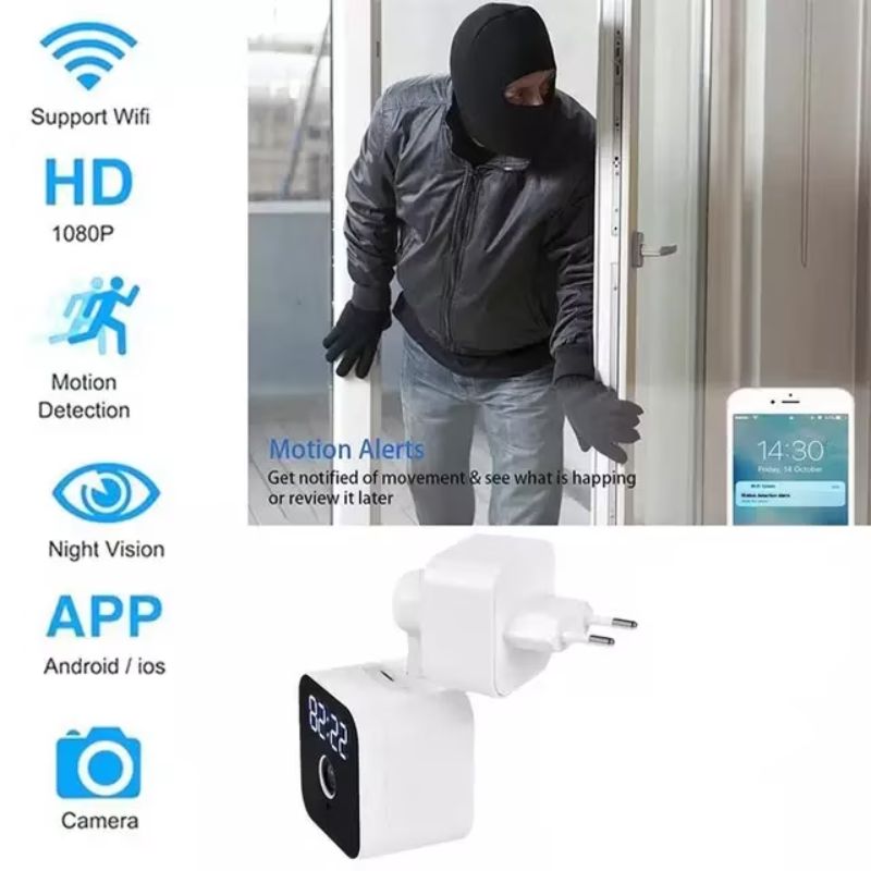 Camera spion cu afisare ceas Led, dispozitiv pentru spionaj, Full HD 1080P Si cu Rotire 360 grade