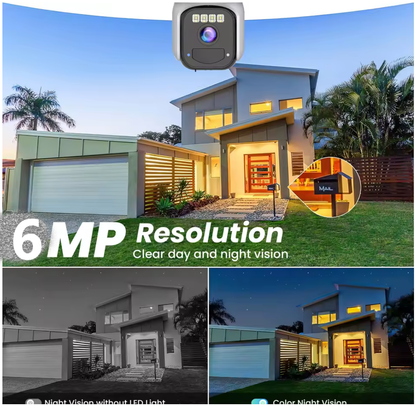 Camera de supraveghere 4G, Cu Panou Solar, 2 camere video integrate, 4 Lentile, 6MP, 4K, Vedere Panoramica, exterior/Interior 10X zoom, procesor AI, rotire rapida din aplicatie, vedere nocturna color, senzor de miscare, lumina LED, inteligenta de urmarire