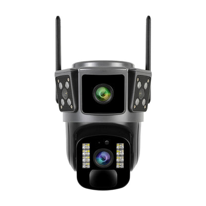 Camera de supraveghere 4G, Cu Panou Solar, 2 camere video integrate, 4 Lentile, 6MP, 4K, Vedere Panoramica, exterior/Interior 10X zoom, procesor AI, rotire rapida din aplicatie, vedere nocturna color, senzor de miscare, lumina LED, inteligenta de urmarire