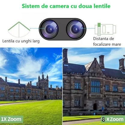 Camera de supraveghere 4G cu Panou Solar Dubla, 2 camere video integrate, 6MP, 4K, Vedere Panoramica, 2 lentile, 8X zoom, Detectare Umana, rotire rapida din aplicatie, vedere nocturna color, senzor de miscare, inteligenta de urmarire