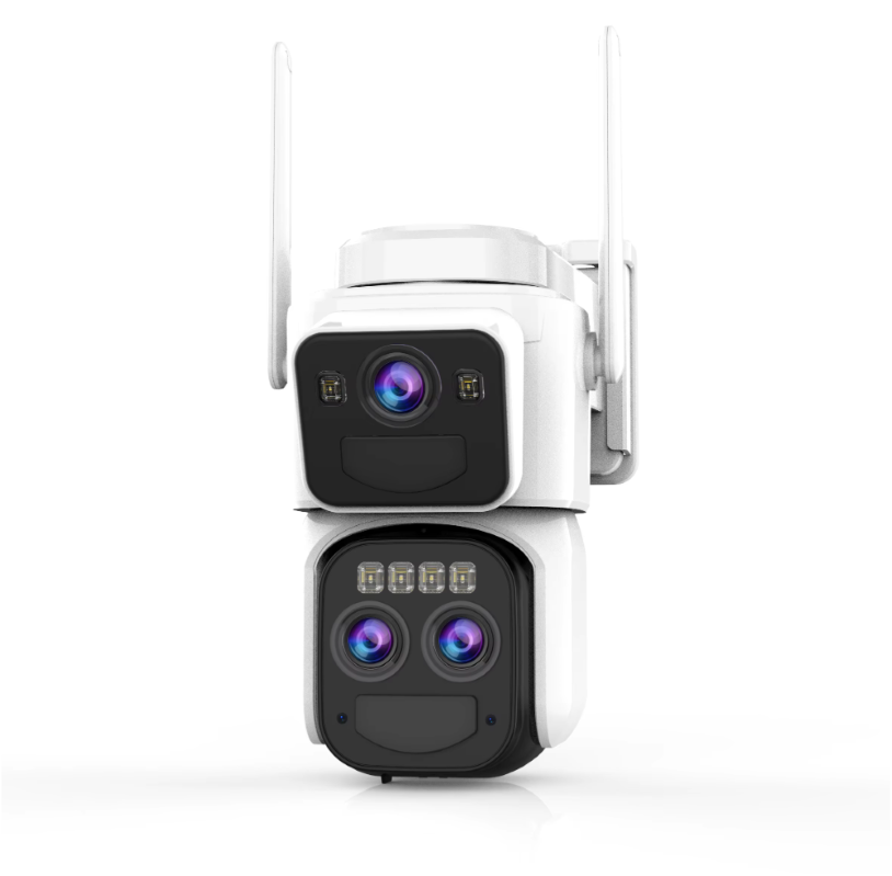 Camera de supraveghere 4G cu Panou Solar Dubla, 2 camere video integrate, 6MP, 4K, Vedere Panoramica, 2 lentile, 8X zoom, Detectare Umana, rotire rapida din aplicatie, vedere nocturna color, senzor de miscare, inteligenta de urmarire