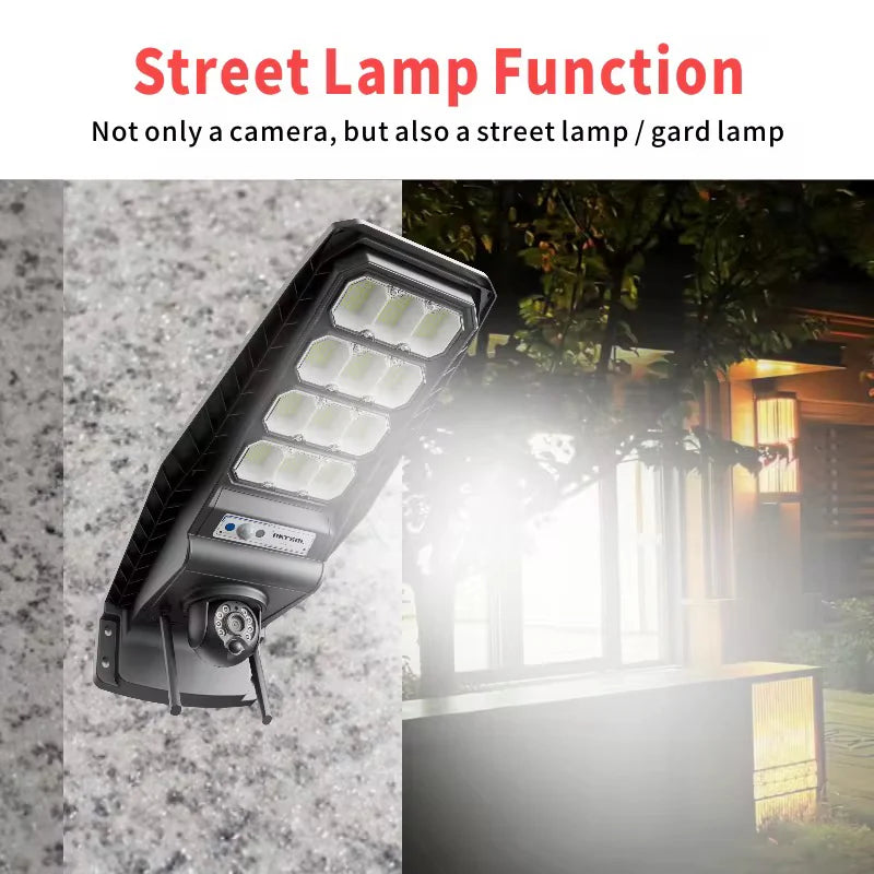 Cameră de Supraveghere 4G Jortan 4MP Ultra HD cu Lampă Solară 400W, Vedere Color Noaptea, Control din Telefon