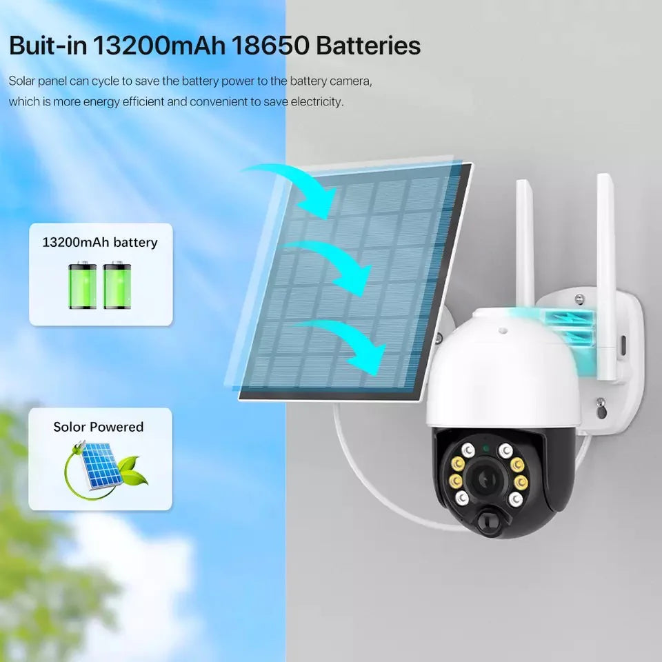 Camera de Supraveghere Cu panou solar, Jortan JT-8181XM, Wifi, IP66, Hd wireless, 3 MP, 1920 x 1080 pixeli, Senzor miscare, Night vision