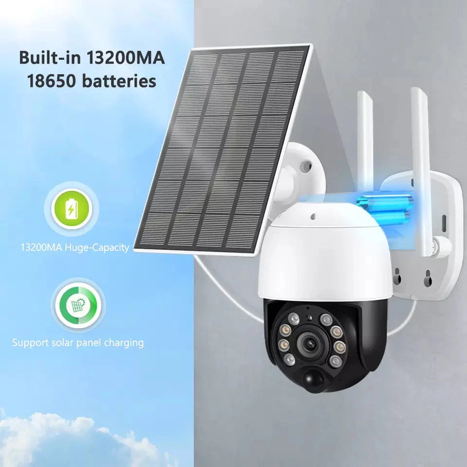 Camera de Supraveghere Cu panou solar, Jortan JT-8181XM, Wifi, IP66, Hd wireless, 3 MP, 1920 x 1080 pixeli, Senzor miscare, Night vision