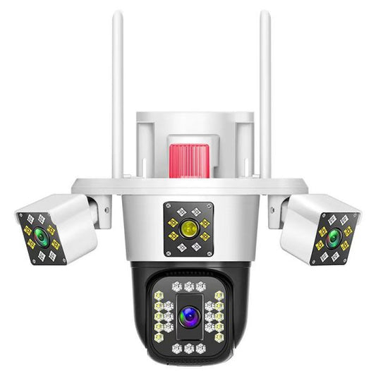 Camera de supraveghere Tripa cu 4 Lentile WIFI Ultra HD 12MP 6K, 2 Camere fixe reglabile si una mobila, rotire din aplicatie 360 grade, Vedere color noaptea, audio bidirectional, Detectare umana, Procesor AI, Rezistenta IP66, Acoperire Panoramică - Imagine 2