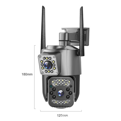 Camera de supraveghere WIFI Dubla, 2 camere video integrate, Rotire 360° ,6MP, 4K, Vedere Panoramica, 2 lentile, 10X zoom, Rezistenta la Apa, Detectare Umana, rotire rapida din aplicatie, vedere color noaptea, senzor de miscare, inteligenta de urmarire