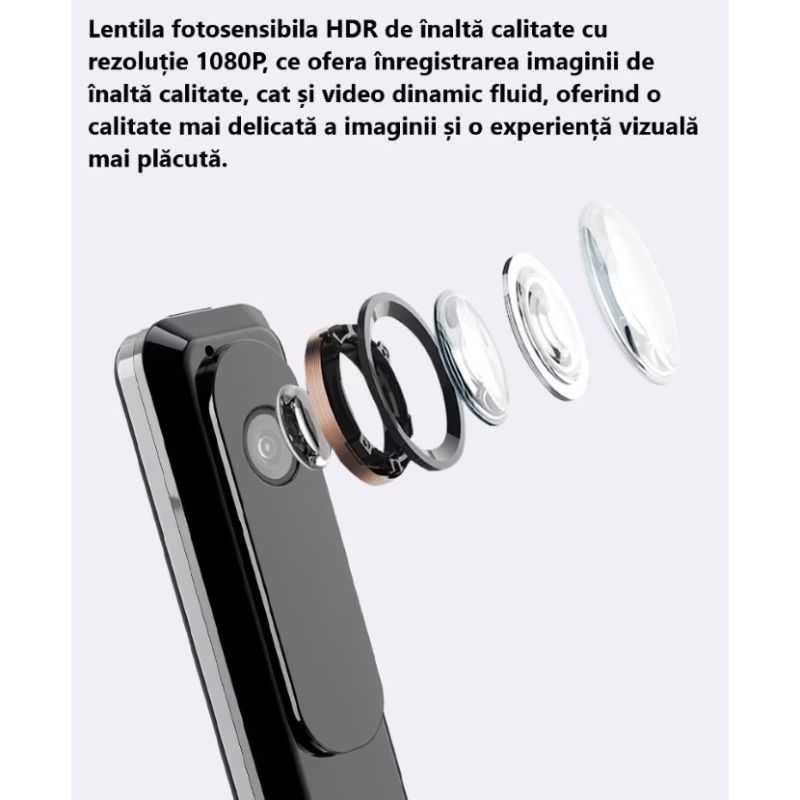 Mini Camera Spion Cu Reportofon, Lentila Fotosensibila, tehnologie super rezolution, Autonomie Ridicata, 8 ore