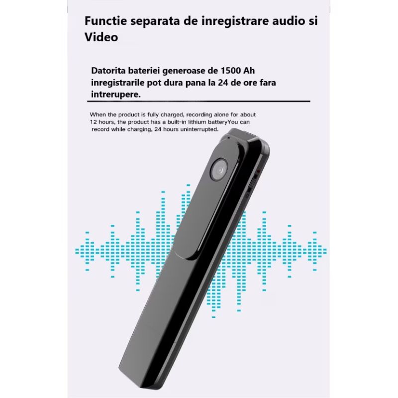 Mini Camera Spion Cu Reportofon, Lentila Fotosensibila, tehnologie super rezolution, Autonomie Ridicata, 8 ore