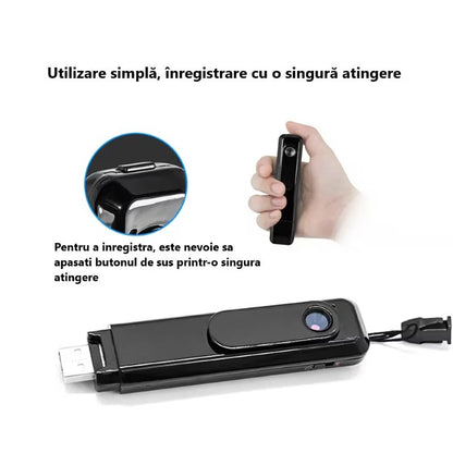 Mini Camera Spion Cu Reportofon, Lentila Fotosensibila, tehnologie super rezolution, Autonomie Ridicata, 8 ore