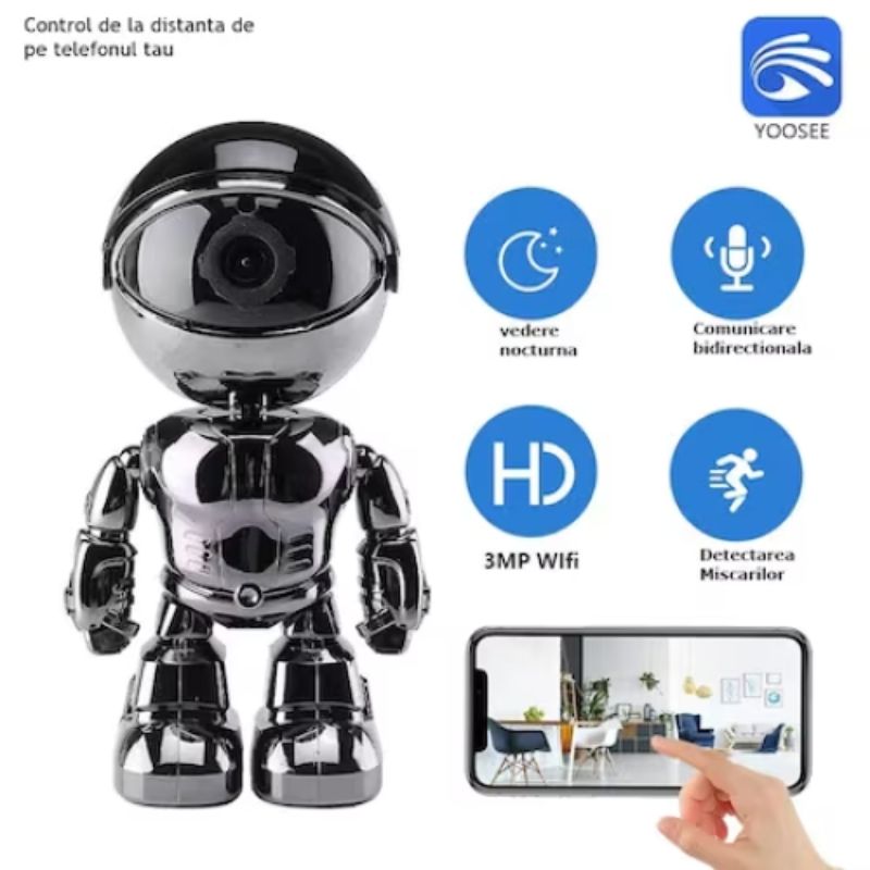 Camera de supraveghere Smart, Robot, Functie Baby Monitor, 360 grade, Full HD 1080P
