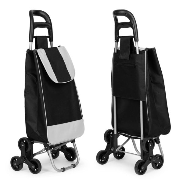 Cărucior de Cumpărături Pliabil cu 6 Roți, Structură Metalică Rezistentă și Husă Textilă Detașabilă, Lavabilă, Negru - Imagine 2