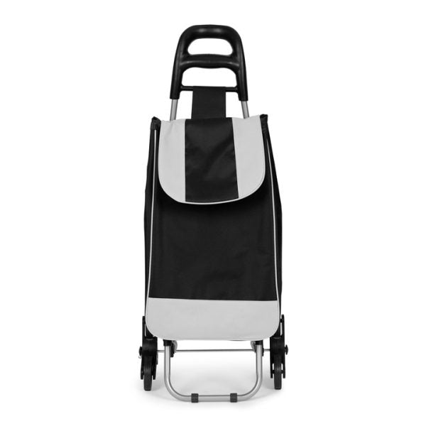 Cărucior de Cumpărături Pliabil cu 6 Roți, Structură Metalică Rezistentă și Husă Textilă Detașabilă, Lavabilă, Negru - Imagine 6