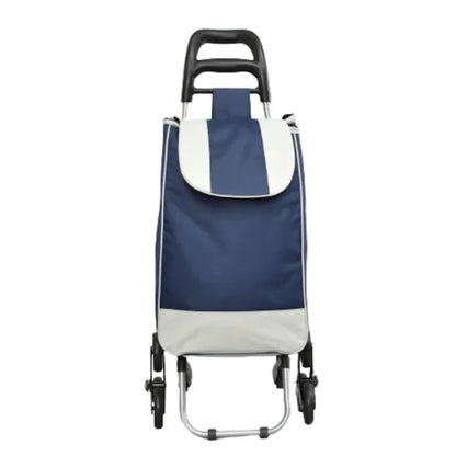 Cărucior de Cumpărături Pliabil cu 6 Roți, Structură Metalică Rezistentă și Husă Textilă Detașabilă, Lavabilă, Albastru Închis - Imagine 2