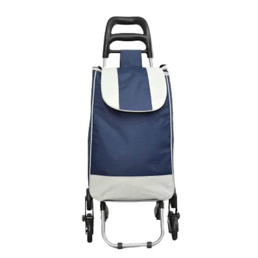 Cărucior de Cumpărături Pliabil cu 6 Roți, Structură Metalică Rezistentă și Husă Textilă Detașabilă, Lavabilă, Albastru Închis - Imagine 2