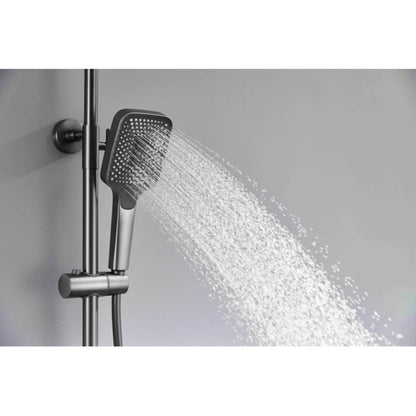 Coloana de dus piano style XPD, Set dus baie cu suport culisant, dus fix, para de dus mobila, baterie dus, 3 moduri de curgere a apei, bideu, robinet termostatic, sistem de control al apei, design modern, gri