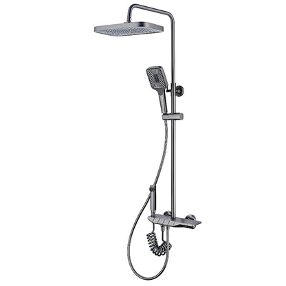 Coloana de dus piano style XPD, Set dus baie cu suport culisant, dus fix, para de dus mobila, baterie dus, 3 moduri de curgere a apei, bideu, robinet termostatic, sistem de control al apei, design modern, gri