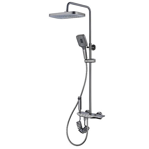 Coloana de dus piano style XPD, Set dus baie cu suport culisant, dus fix, para de dus mobila, baterie dus, 3 moduri de curgere a apei, bideu, robinet termostatic, sistem de control al apei, design modern, gri