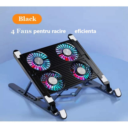 Cooler Laptop stand, cu 4 x ventilatoare 80mm polar, Iluminare RGB, 7 trepte de reglare a inaltimii
