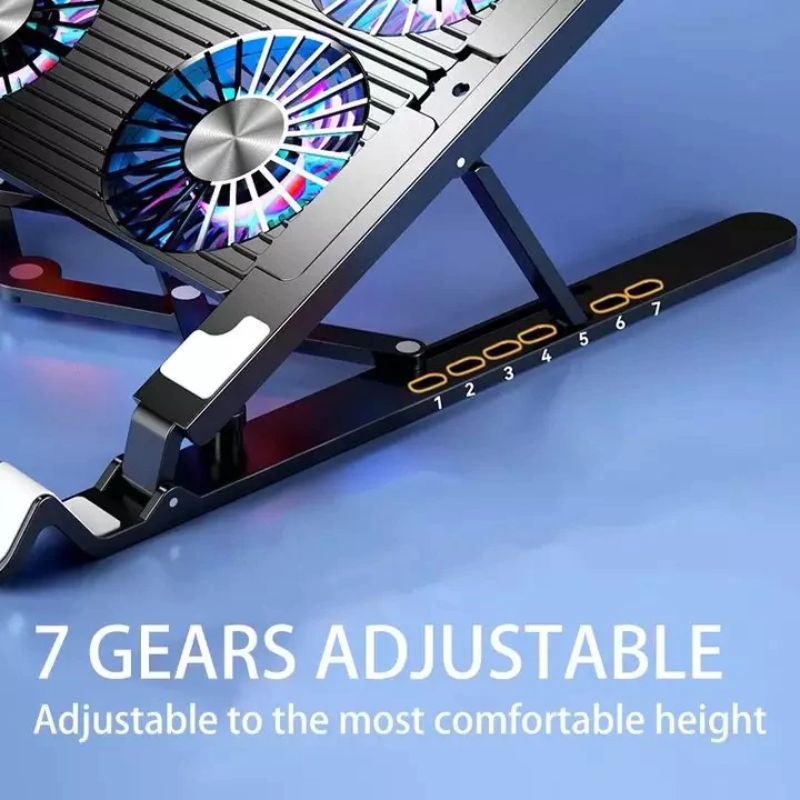 Cooler Laptop stand, cu 4 x ventilatoare 80mm polar, Iluminare RGB, 7 trepte de reglare a inaltimii