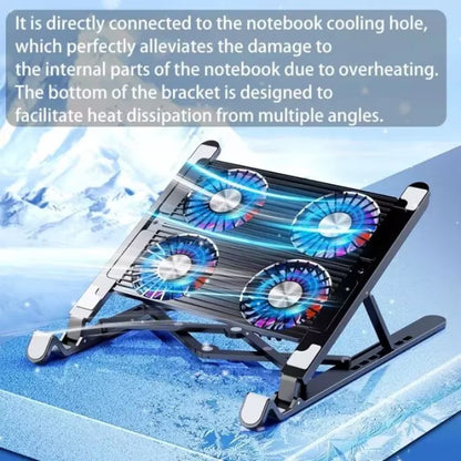 Cooler Laptop stand, cu 4 x ventilatoare 80mm polar, Iluminare RGB, 7 trepte de reglare a inaltimii