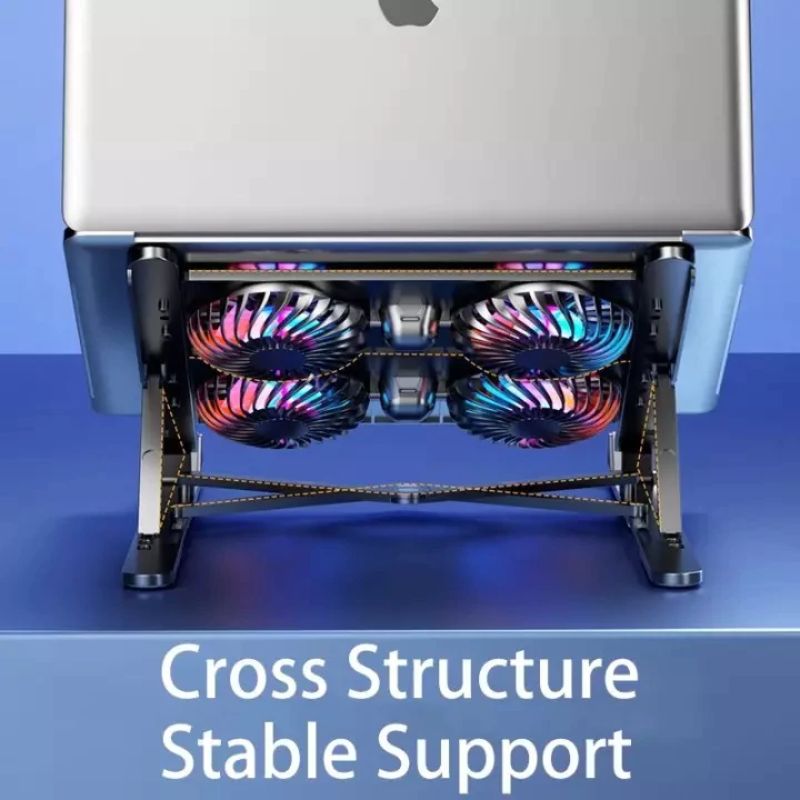 Cooler Laptop stand, cu 4 x ventilatoare 80mm polar, Iluminare RGB, 7 trepte de reglare a inaltimii