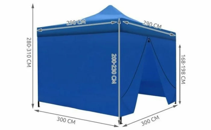 Cort Pavilion 3x3m Pliabil, Cadru Metalic, pentru Curte, Grădină și Evenimente, Albastru
