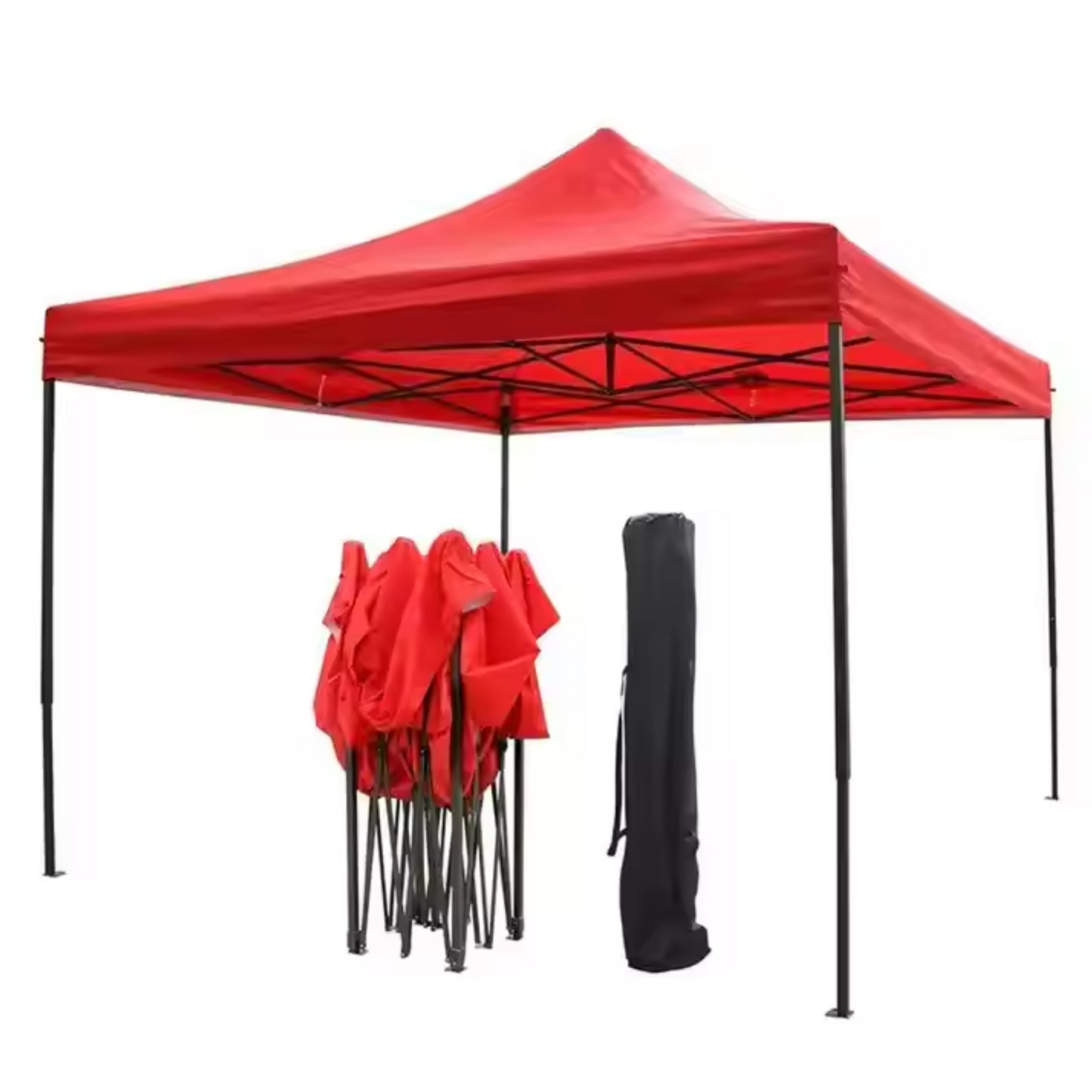 Cort Pavilion 3x3m Pliabil, Cadru Metalic, pentru Curte, Grădină și Evenimente, Rosu