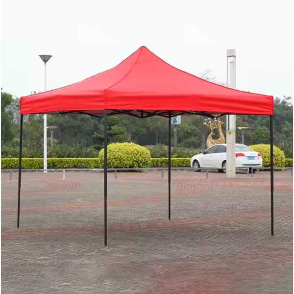 Cort Pavilion 3x3m Pliabil, Cadru Metalic, pentru Curte, Grădină și Evenimente, Rosu
