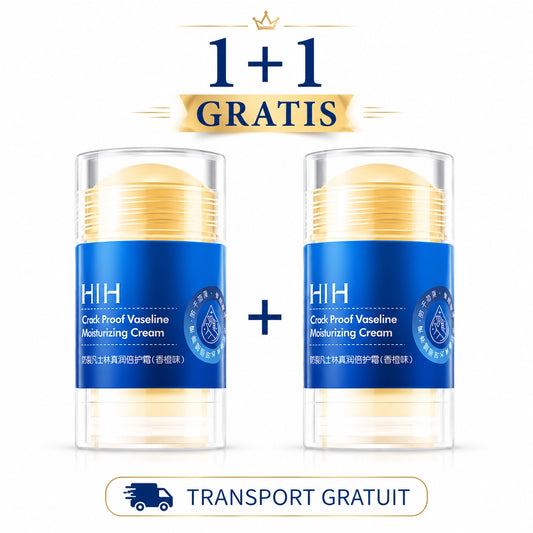 1+1 Cremă pentru Călcâie Crăpate, Mâini și Coate Vaseline Speciala HIH, Hidratare intensă Cu vitamina E și ceară de albine, stick/roll-on, 2x35g