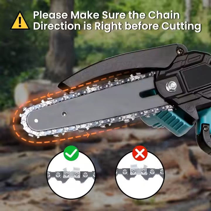 Mini fierastrau electric / mini drujba cu lant pe acumulator AT PERFORMANCE®, 21 V, putere 550 W, lungime lama 6 inch, 2X Lanturi, 2X Baterii - Imagine 9