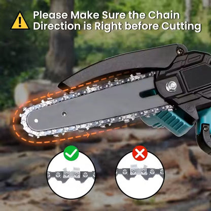 Mini fierastrau electric / mini drujba cu lant pe acumulator AT PERFORMANCE®, 21 V, putere 550 W, lungime lama 6 inch, 2X Lanturi, 2X Baterii - Imagine 9