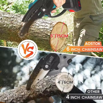 Mini fierastrau electric / mini drujba cu lant pe acumulator AT PERFORMANCE®, 21 V, putere 550 W, lungime lama 6 inch, 2X Lanturi, 2X Baterii - Imagine 10