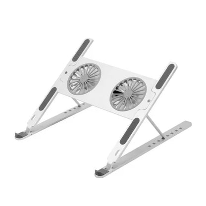 Cooler Stand Laptop, Dual Fan, Reglabil - Pliabil, Aluminiu, 8 trepte, Argintiu
