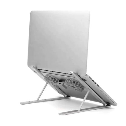 Cooler Stand Laptop, Dual Fan, Reglabil - Pliabil, Aluminiu, 8 trepte, Argintiu