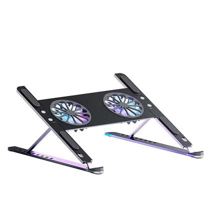 Cooler Stand Laptop, Dual Fan, Reglabil, din Aluminiu Durabil, 8 trepte de inaltime, Gri